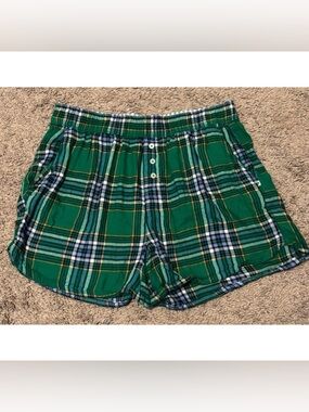 AERIE AMERICAN EAGLE Green Plaid Boxer Shorts PJ Pajamas AE 🆕LIKE NEW🆕